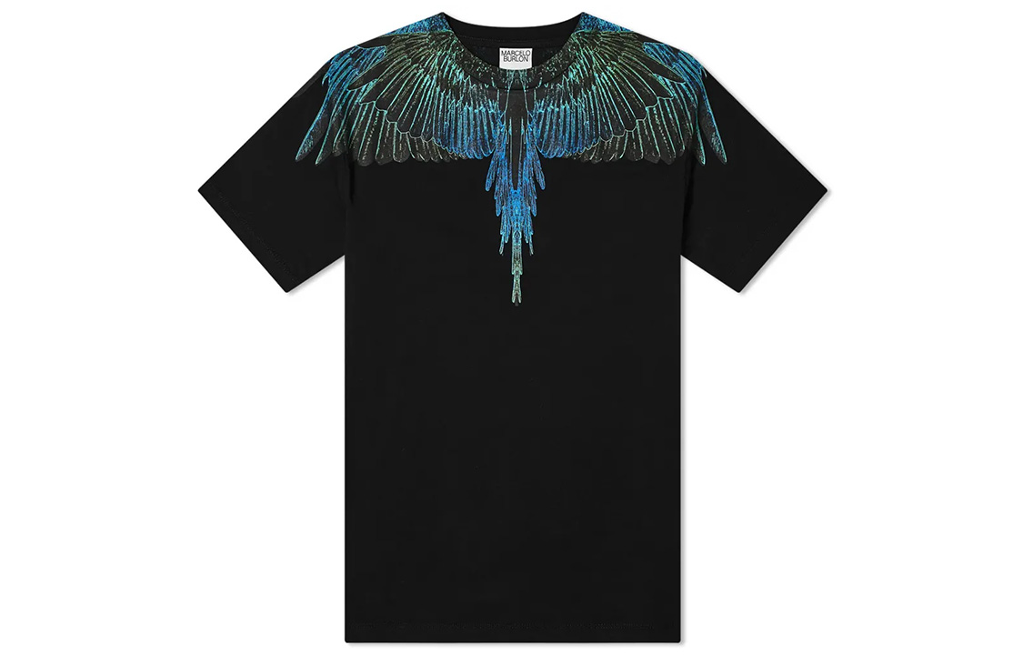 Order Camiseta negra de manga corta Marcelo Burlon SS21 con estampado de alas. CMAA018R21JER0011069