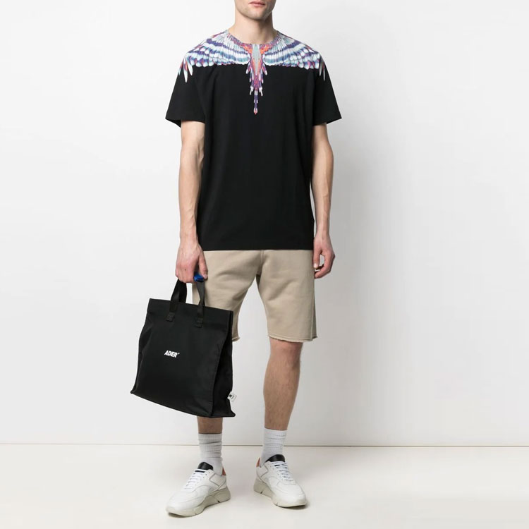 Lookbook Marcelo Burlon SS21 翅膀棉質短袖T恤 男 黑色翅膀印花短袖上衣 CMAA018S21JER0011040
