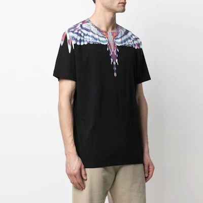 Marcelo Burlon SS21 翅膀棉質短袖T恤 男 黑色翅膀印花短袖上衣 CMAA018S21JER0011040 Shop Marcelo Burlon SS21 翅膀棉質短袖T恤 男 黑色翅膀印花短袖上衣 CMAA018S21JER0011040