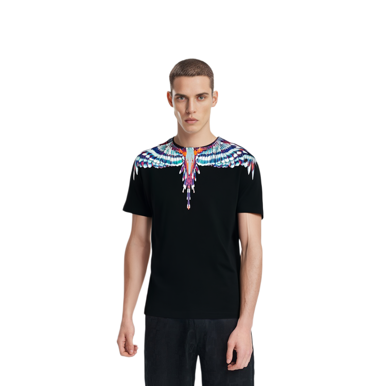 Details for Marcelo Burlon SS21 翅膀棉質短袖T恤 男 黑色翅膀印花短袖上衣 CMAA018S21JER0011040