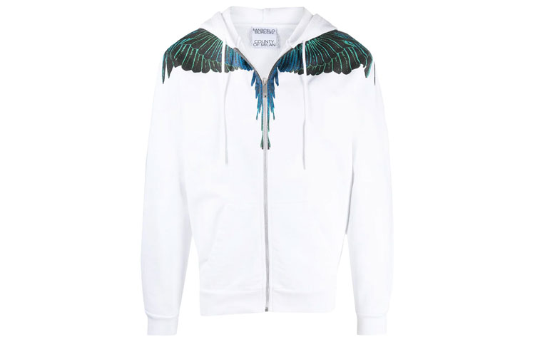 Marcelo Burlon SS22 Blue Back Print Drawstring Hoodie Jacket CMEB037S22FAB0024501