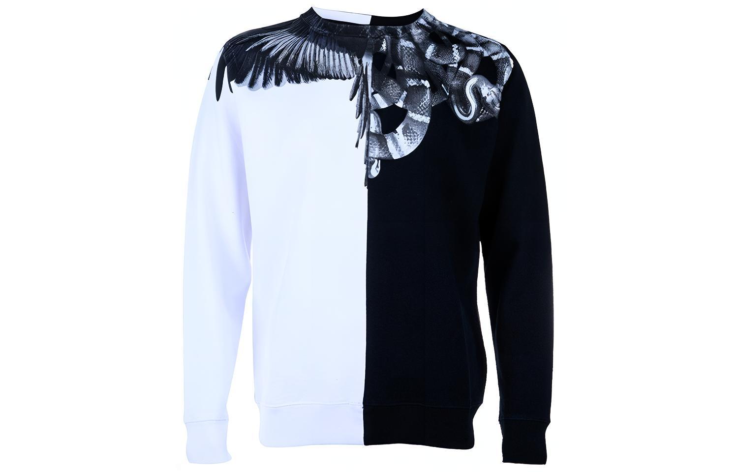 Marcelo Burlon SS21 Yin-Yang Snake Wing Print Crewneck Sweatshirt Black/White CMBA009R196300201091