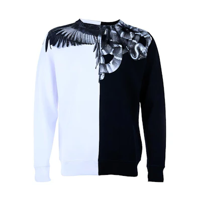 Marcelo Burlon SS21 Yin-Yang Snake Wing Print Crewneck Sweatshirt Black/White CMBA009R196300201091