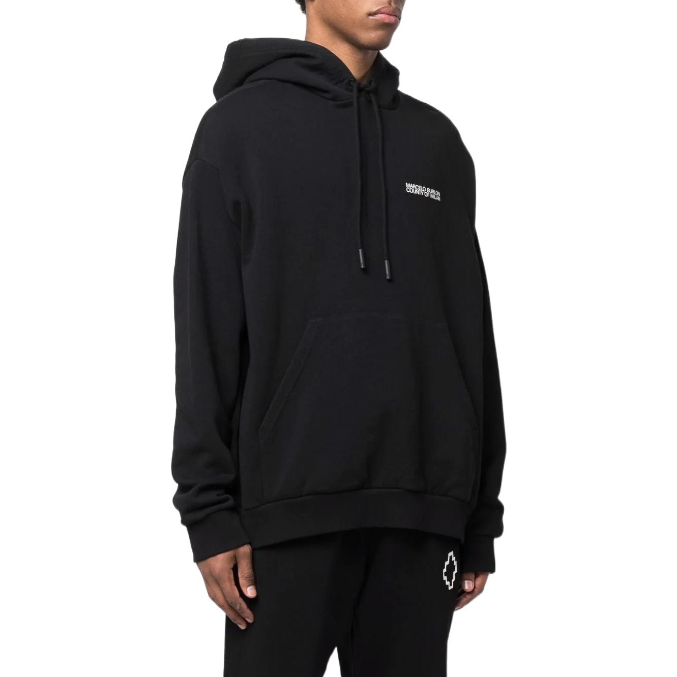 Purchase マルセロバーロン SS22 メンズ ロゴプリント入りブラックプルオーバーパーカー CMBB040C99FLE0011001