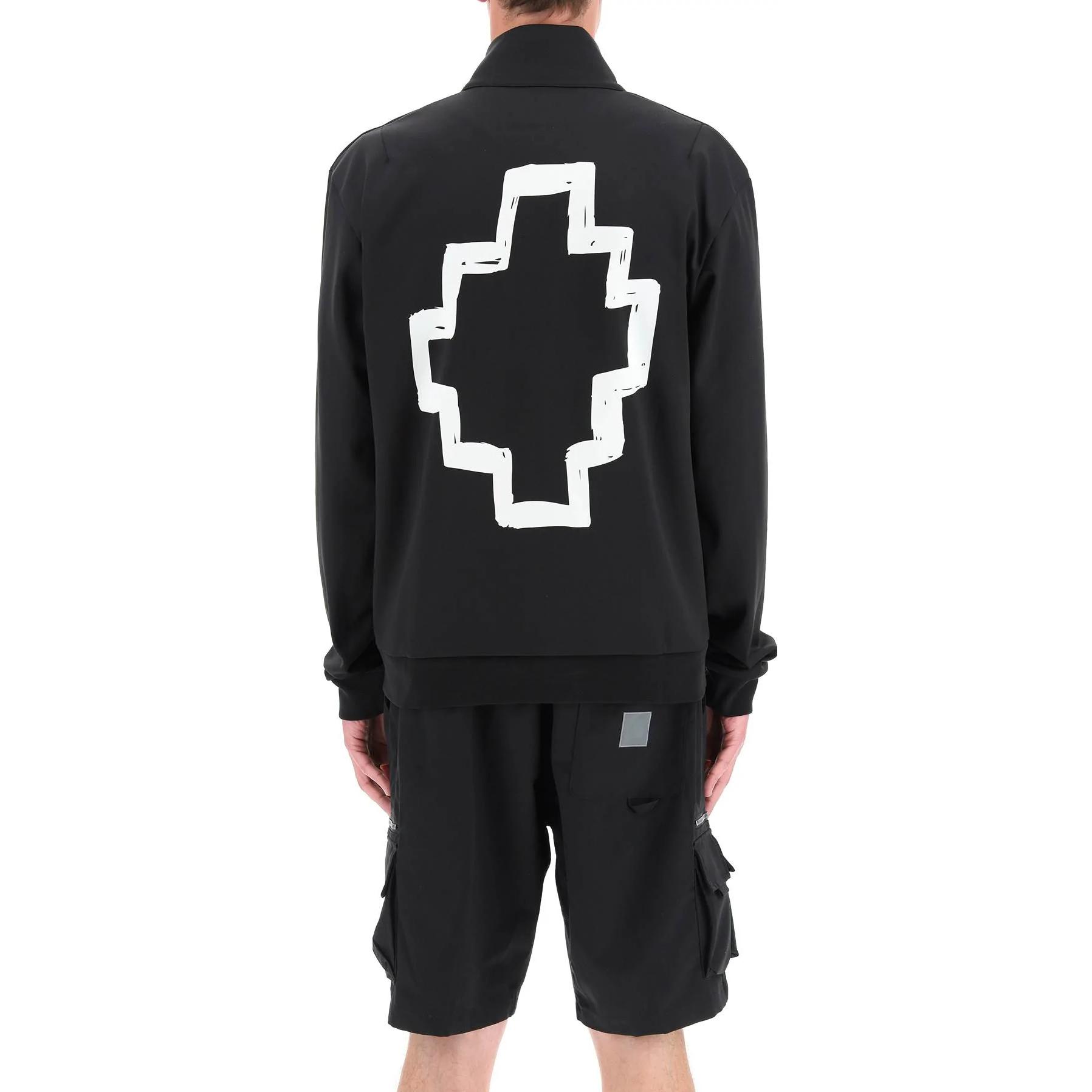 Shop Chaqueta Negra de Marcelo Burlon SS22 con Cuello Alto y Mangas Largas Estampadas Moda CMBD007C99JER001100