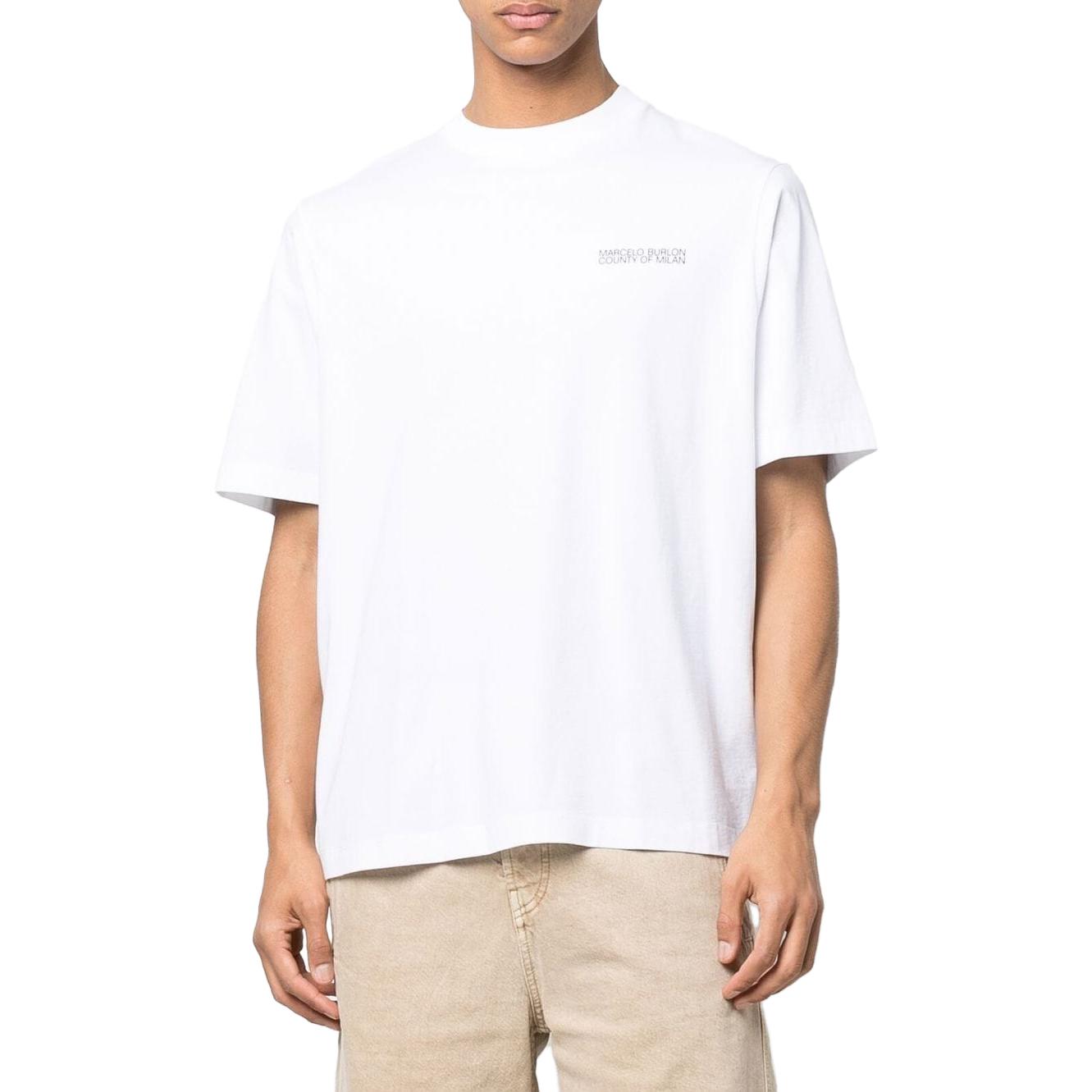 Marcelo Burlon SS22 Cross Logo Print White Short Sleeve  T-Shirt. CMAA054C99JER0010110 圖 4