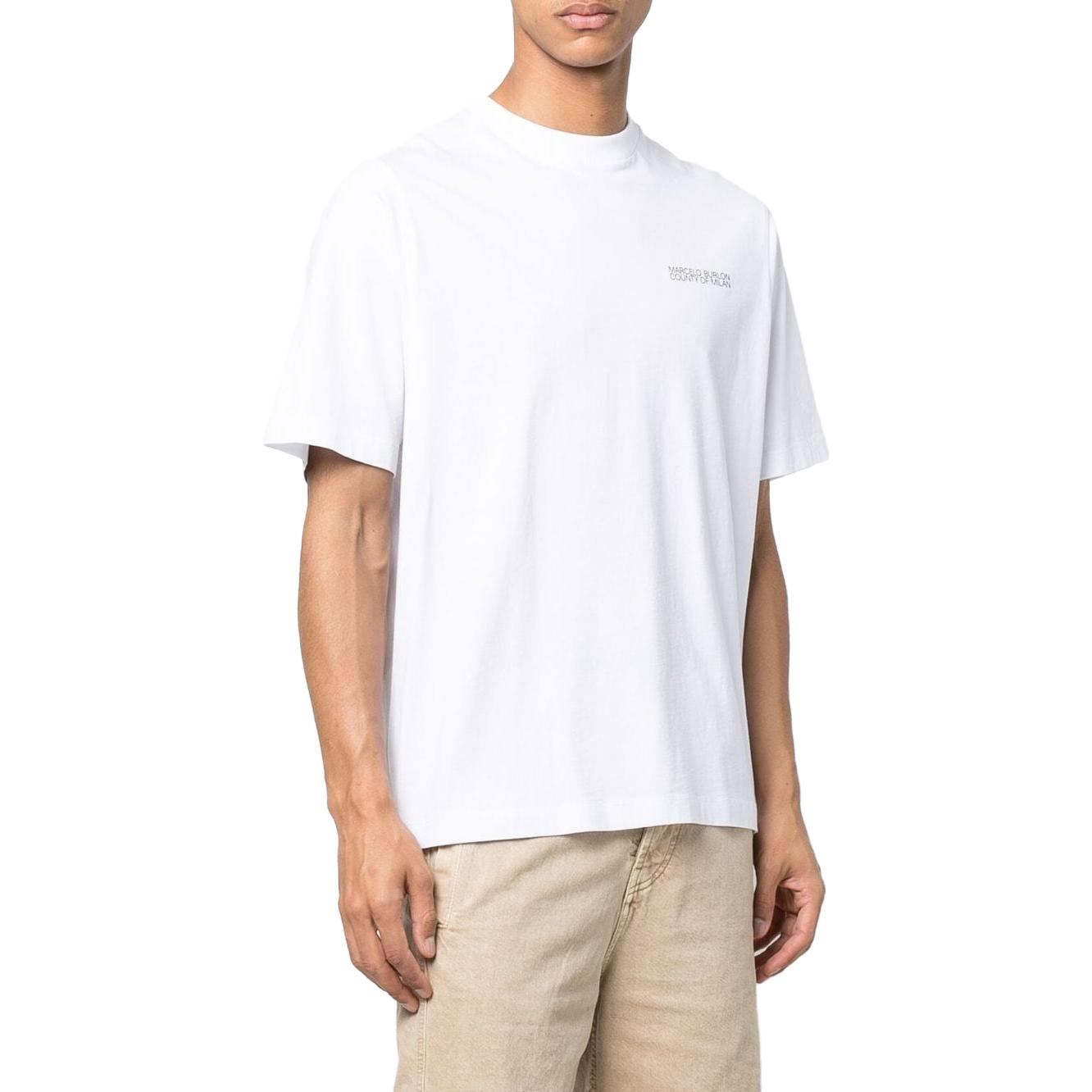 Marcelo Burlon SS22 Cross Logo Print White Short Sleeve  T-Shirt. CMAA054C99JER0010110 圖 5