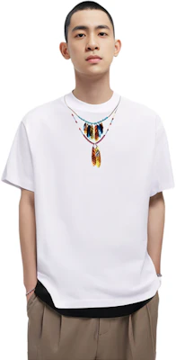 Marcelo Burlon SS22 羽毛項鍊印花白色圓領短袖休閒T恤 CMAA054S22JER0050125 Details for Marcelo Burlon SS22 羽毛項鍊印花白色圓領短袖休閒T恤 CMAA054S22JER0050125