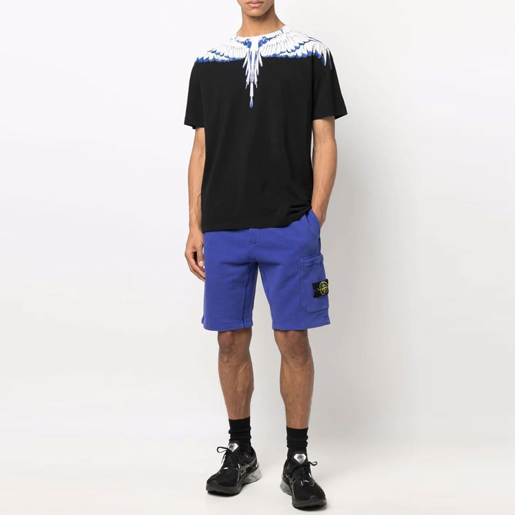 Lookbook Marcelo Burlon SS22 男款黑色翅膀圖案短袖T恤 CMAA018C99JER0011001