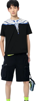 Marcelo Burlon SS22 男款黑色翅膀圖案短袖T恤 CMAA018C99JER0011001 1