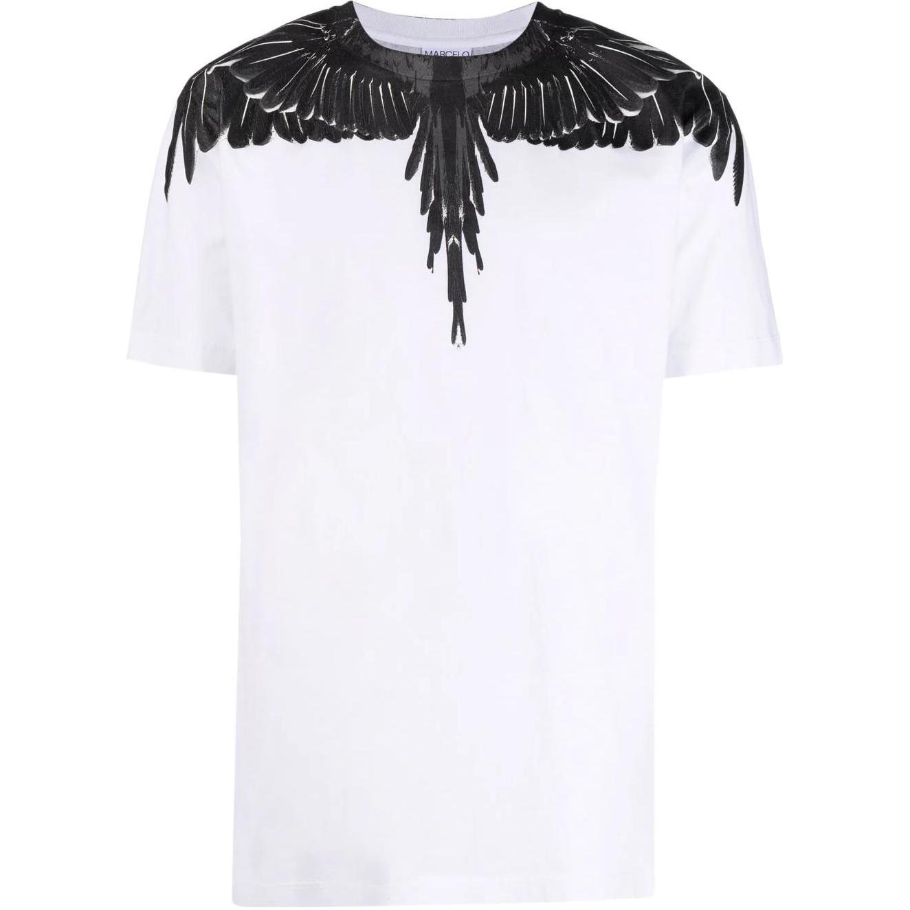 Marcelo Burlon SS22 White Wings Print Short Sleeve T-Shirt Men CMAA018C99JER0010110