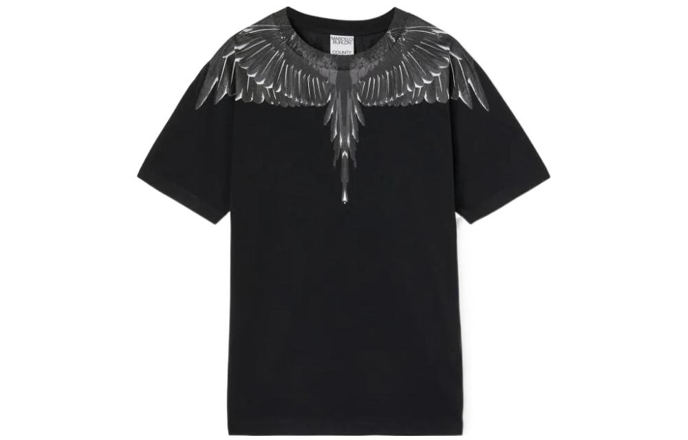 Marcelo Burlon SS22 Wing Print Casual T-Shirt Black Men. CMAA018C99JER0011010