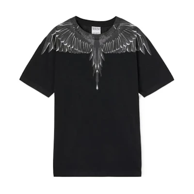 Marcelo Burlon SS22 Wing Print Casual T-Shirt Black Men. CMAA018C99JER0011010