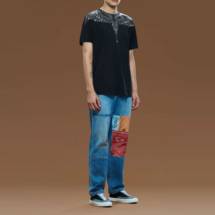 Marcelo Burlon SS22 Wing Print Casual T-Shirt Black Men. CMAA018C99JER0011010 圖 4