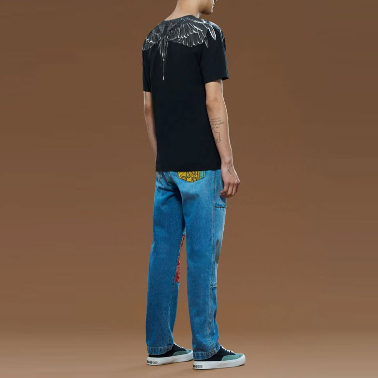 Marcelo Burlon SS22 Wing Print Casual T-Shirt Black Men. CMAA018C99JER0011010 圖 5