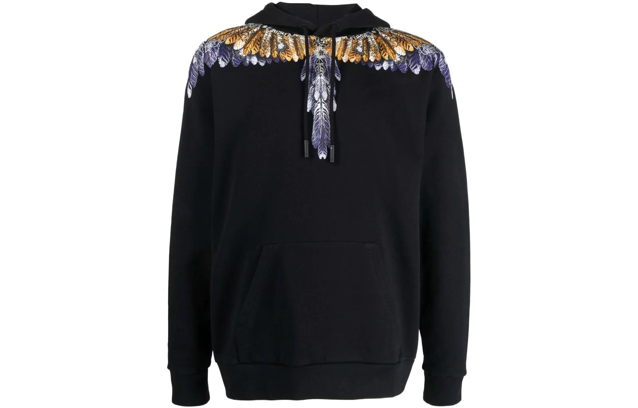 Marcelo Burlon SS22 Wing Print Pullover Hoodie Orange () CMBB007S22FLE0012001