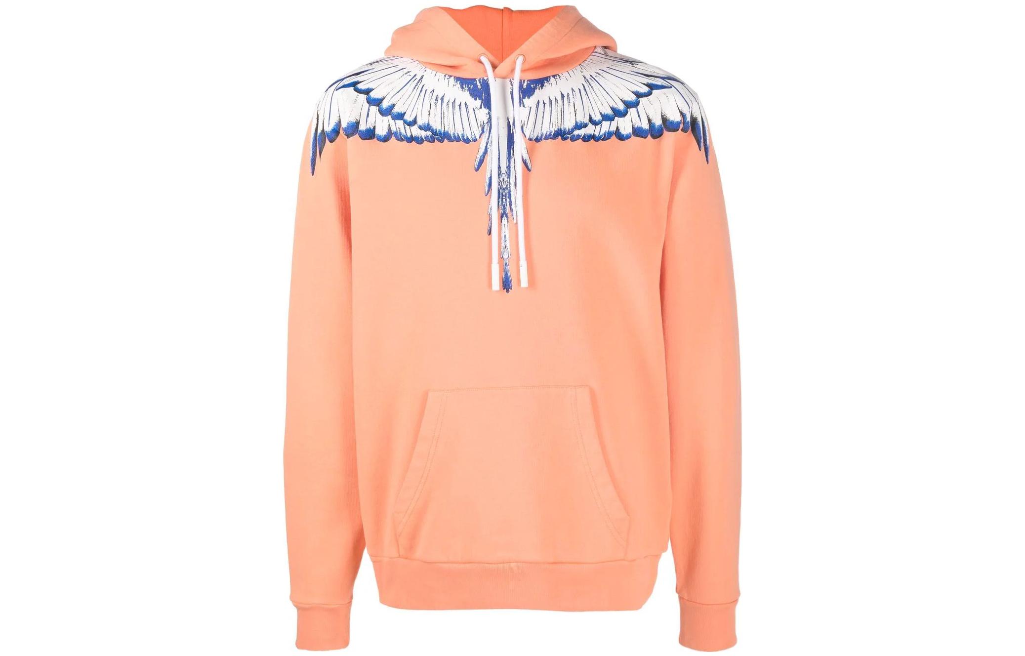 Marcelo Burlon SS22 Wings Print Drawstring Cotton Hoodie Black CMBB007S22FLE0041025