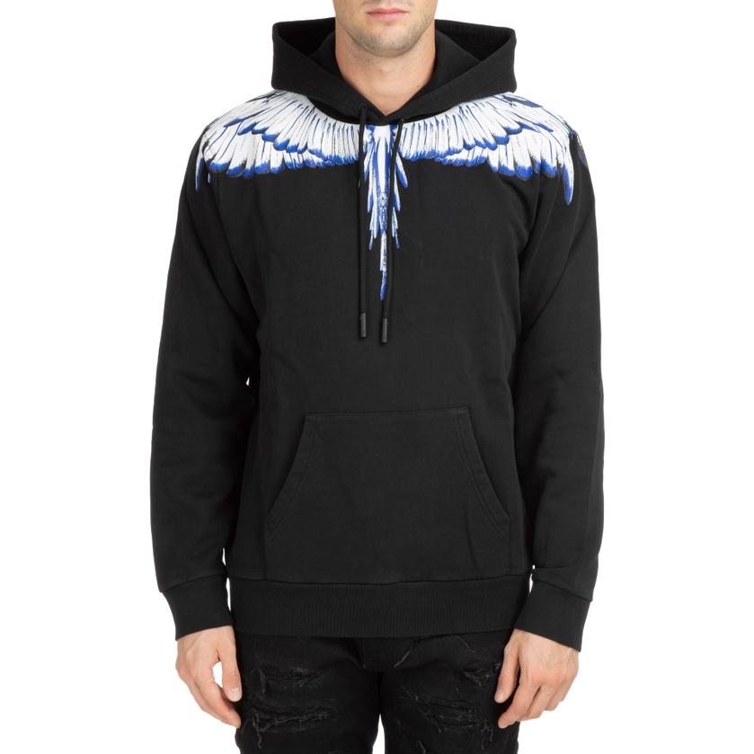 Details for Marcelo Burlon SS22 翼印花連帽黑色男款長袖套頭衫。 CMBB007C99FLE0011001