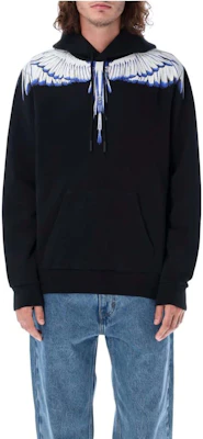 Marcelo Burlon SS22 翼印花連帽黑色男款長袖套頭衫。 CMBB007C99FLE0011001 Sizing Marcelo Burlon SS22 翼印花連帽黑色男款長袖套頭衫。 CMBB007C99FLE0011001