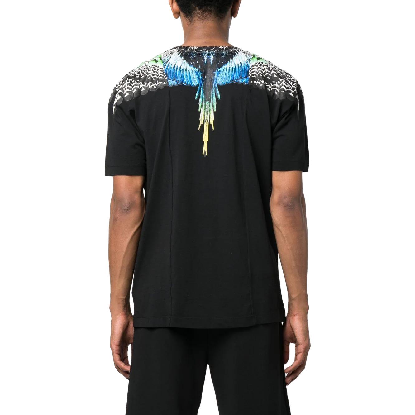 Sizing Marcelo Burlon SS23 黑色圖案印花休閒圓領T恤 CMAA018S23JER0061009