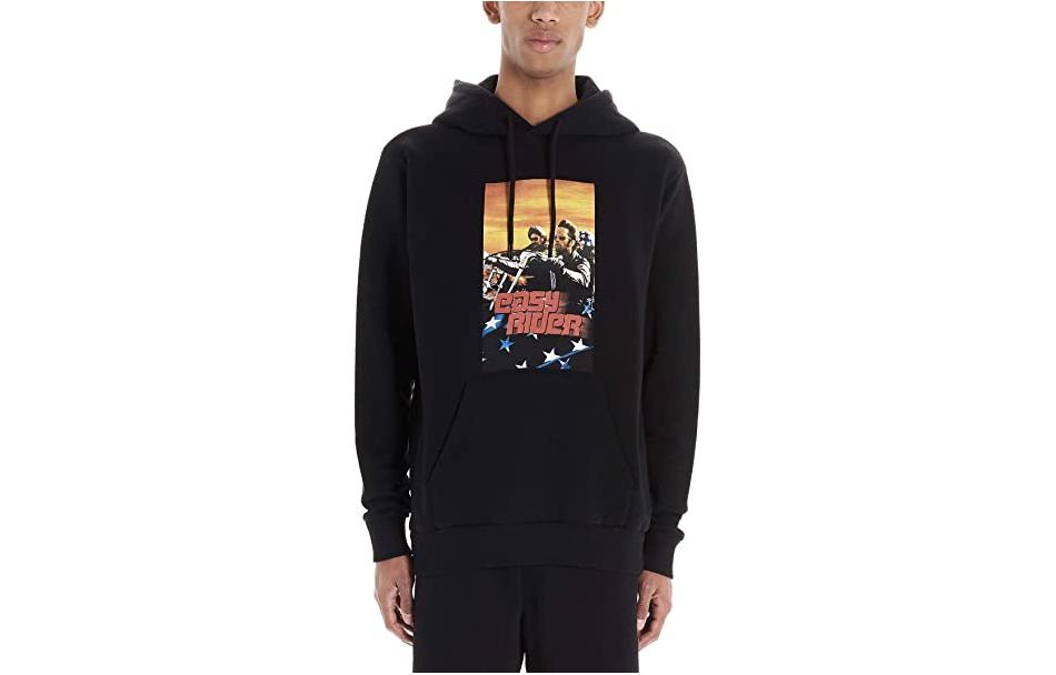 Marcelo Burlon SS23 Black Fringe Detail Crewneck Long Sleeve Sweatshirt Mens CMBA097F22FLE0051020