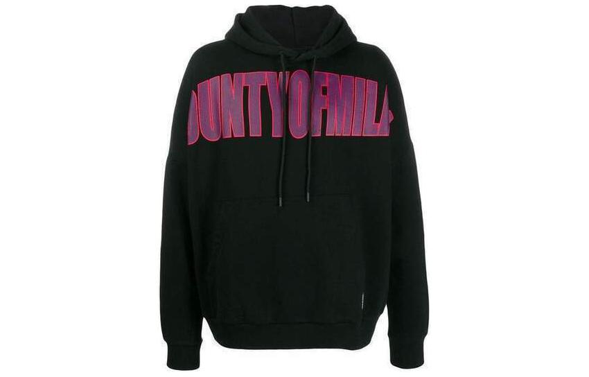 Marcelo Burlon SS23 Black Letter Print Zip-Up Hoodie CMBE001F20FLE0031001