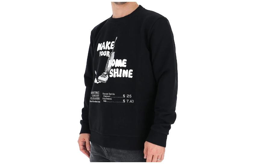 Shop Marcelo Burlon SS23 Baju Hitam Cetakan Huruf Lengan Panjang CMBA009E196300171088