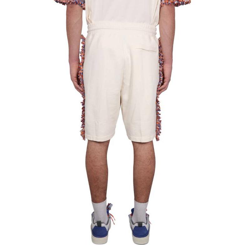 Shop Marcelo Burlon SS23 Shorts Casuales Hombre Blanco Roto Borde Distressed CMCI010S23FLE0030420