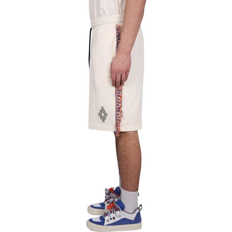 Purchase Marcelo Burlon SS23 Shorts Casuales Hombre Blanco Roto Borde Distressed CMCI010S23FLE0030420