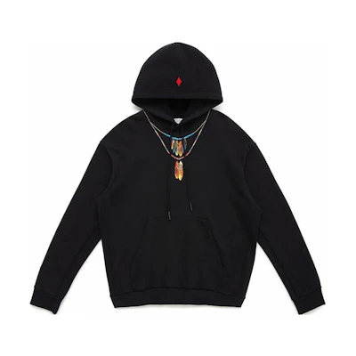 Marcelo Burlon SS23 Feather Print Pullover Hoodie Black Menswear CMBB040C99FLE002-1025
