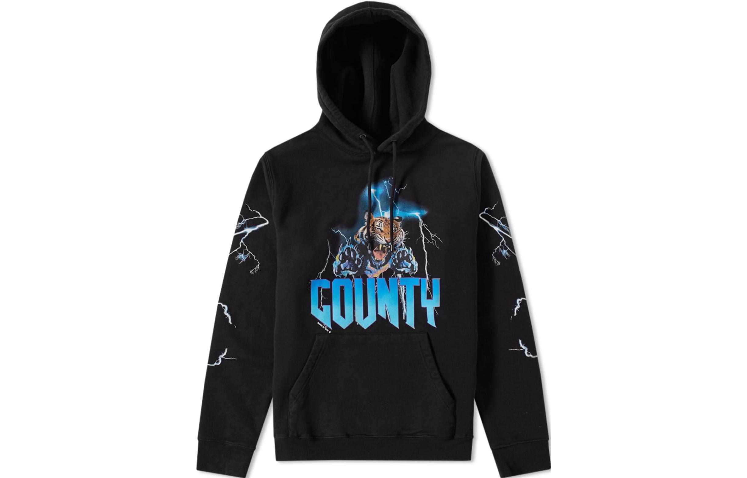 Marcelo Burlon SS23 Graphic Print Drawstring Hoodie Black Men CMBB007S23FLE0021025