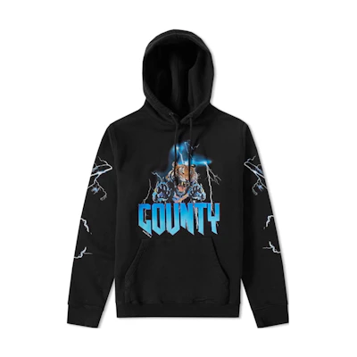 Marcelo Burlon SS23 Graphic Print Drawstring Hoodie Black Men CMBB007S23FLE0021025