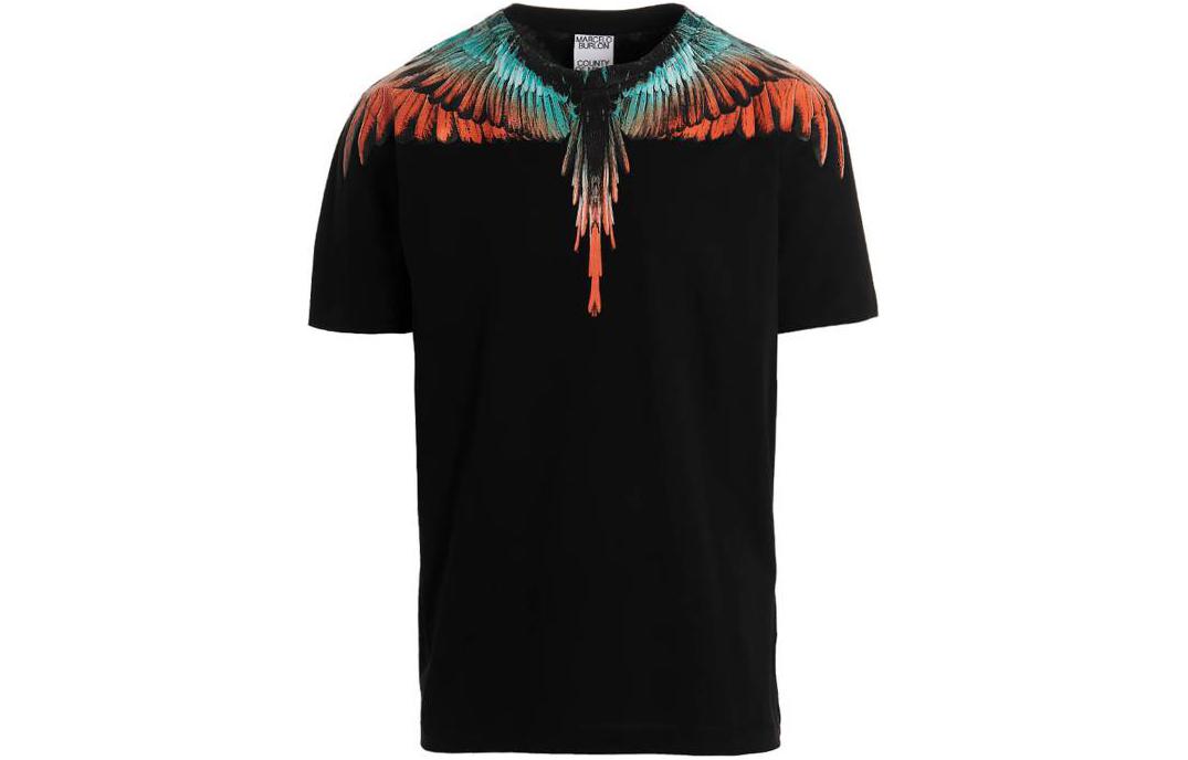 Order Marcelo Burlon SS23 印花短袖圓領黑色T恤 CMAA018S23JER0011020