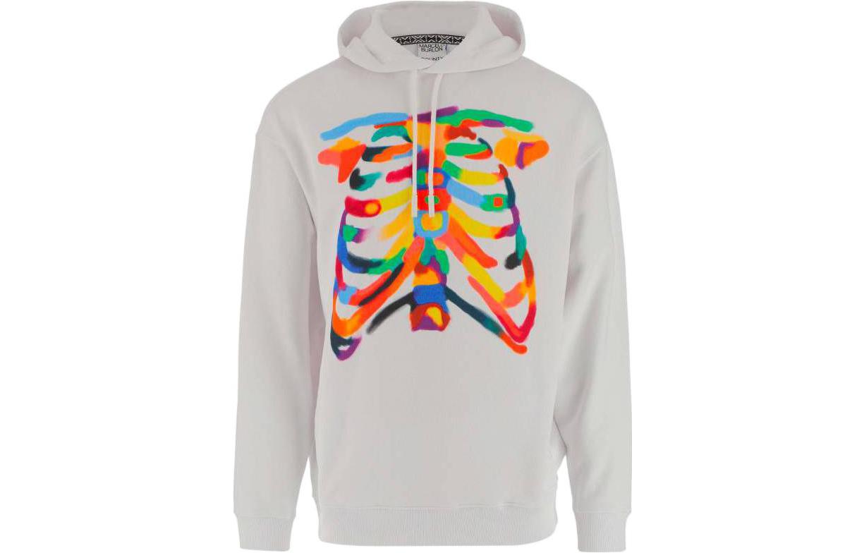 Marcelo Burlon SS23 Graphic Print Hoodie White Pullover for Men CMBB106F23FLE0010133-0133