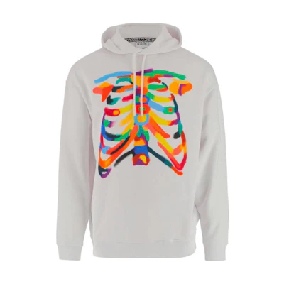 Marcelo Burlon SS23 Graphic Print Hoodie White Pullover for Men CMBB106F23FLE0010133-0133
