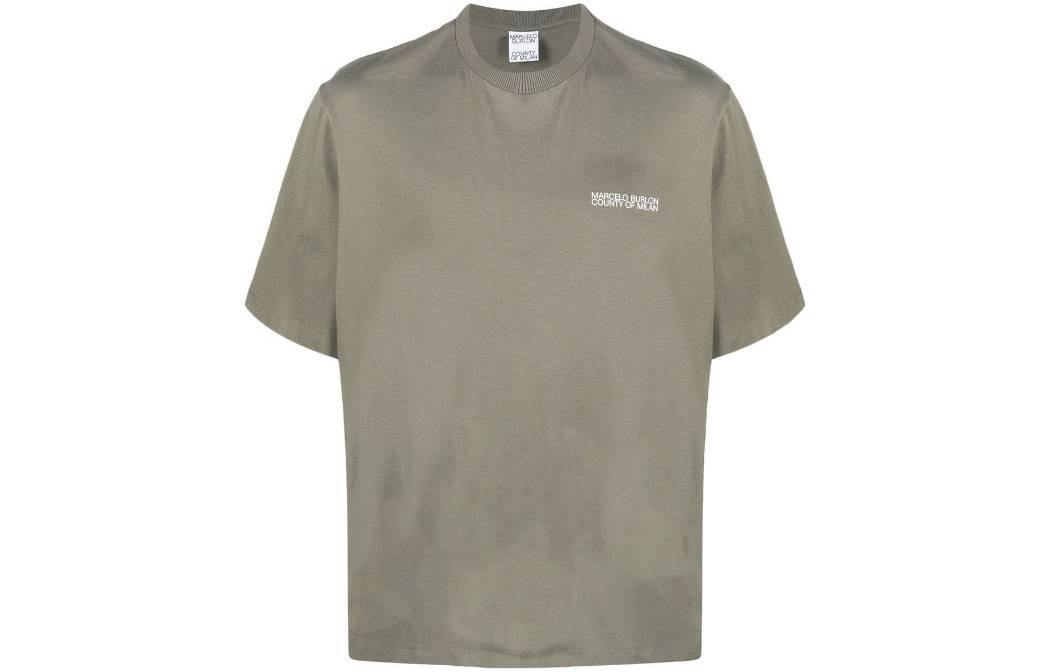 Lookbook Marcelo Burlon SS23 字母Logo印花橄欖綠休閒T恤 CMAA054C99JER0015601