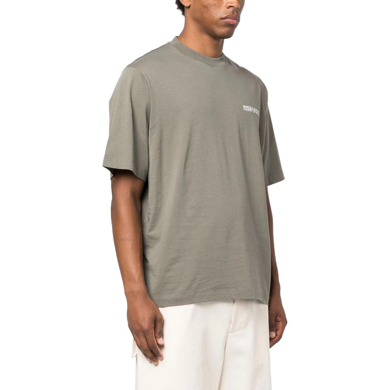 Details for Marcelo Burlon SS23 字母Logo印花橄欖綠休閒T恤 CMAA054C99JER0015601