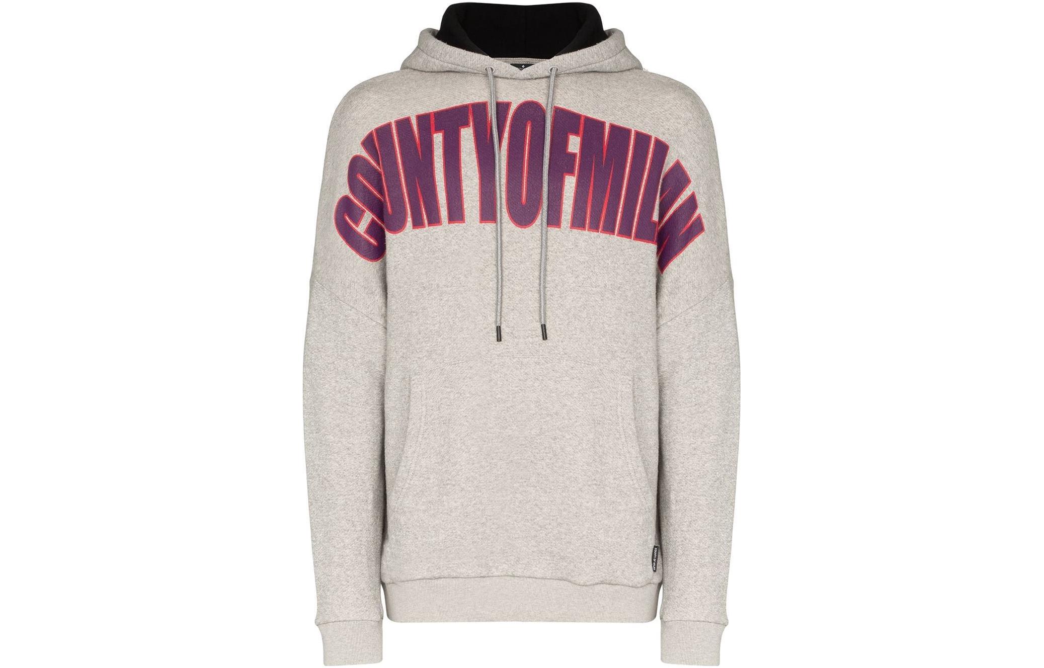 Marcelo Burlon SS23 Letter Print Pullover Hoodie Black Mens CMBB045R19630074-1088