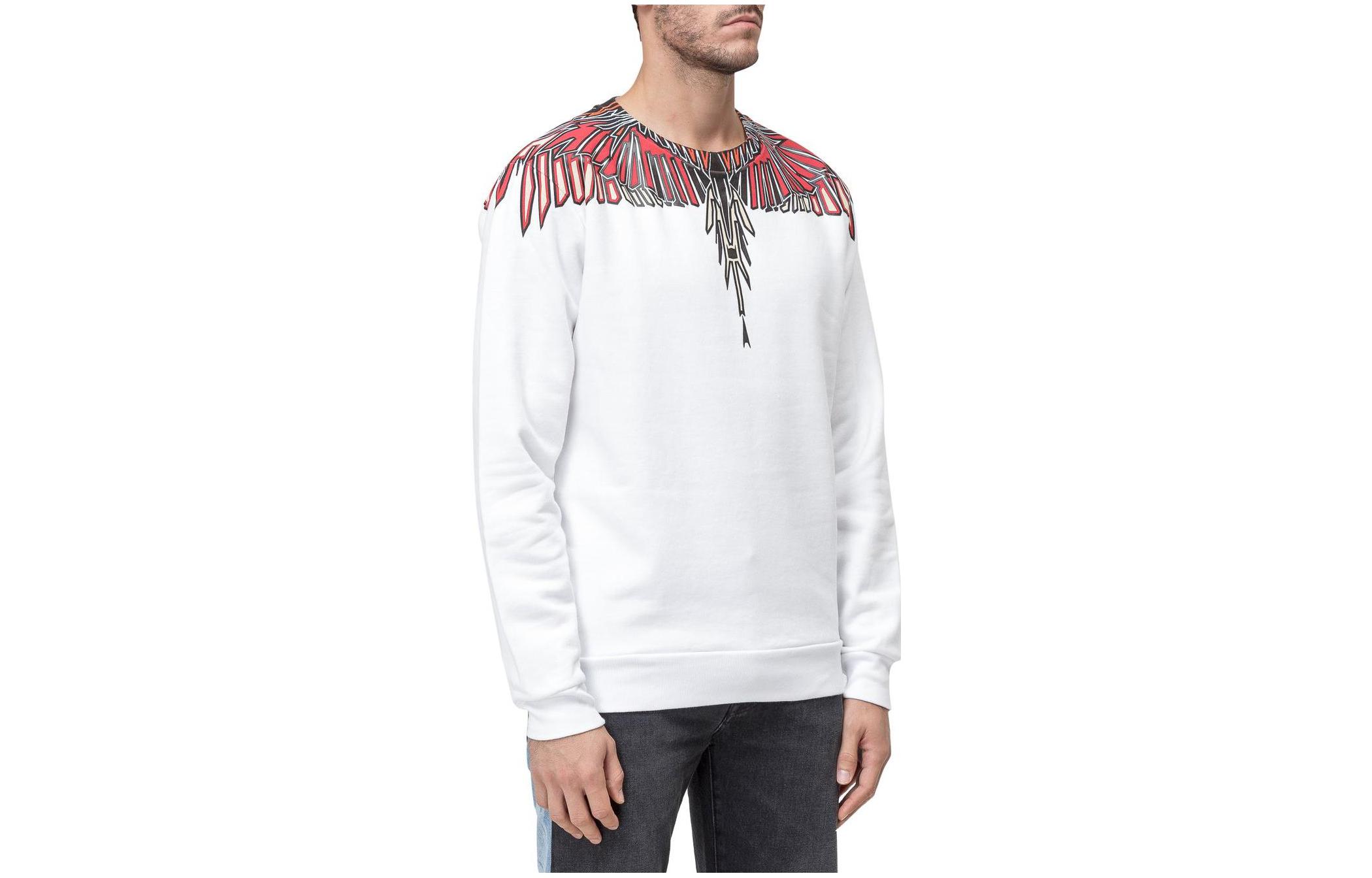 Marcelo Burlon SS23 White Wing Print Crewneck Sweatshirt Mens CMBA009S23FLE0020125