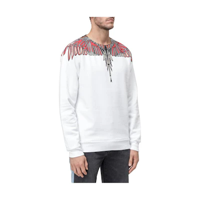 Marcelo Burlon SS23 White Wing Print Crewneck Sweatshirt Mens CMBA009S23FLE0020125