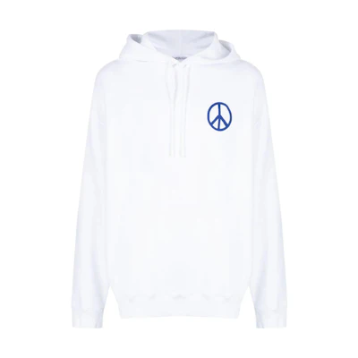 Marcelo Burlon White Hoodie with Wing Print Design CMBB007E196300010188