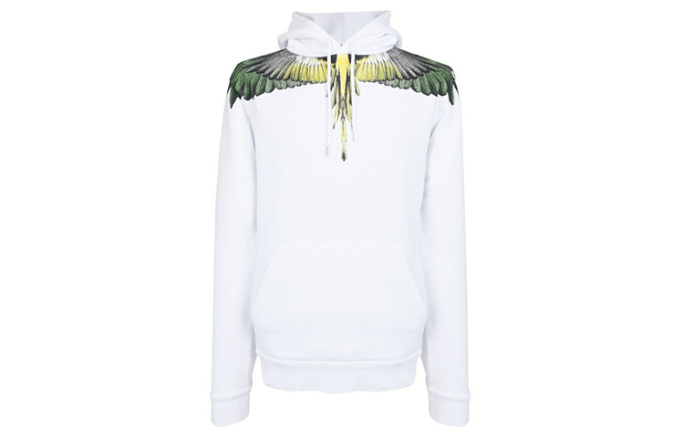 Marcelo Burlon White Hoodie with Wolf Print Design CMBB007F21FLE0110109