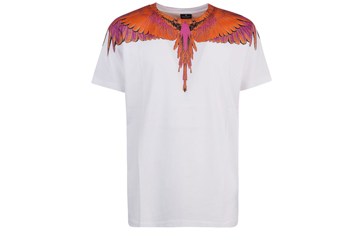 Marcelo Burlon White T-Shirt with Purple Gradient Wing Print for Men. CMAA018R20JER0040125