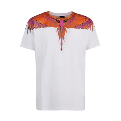 Marcelo Burlon White T-Shirt with Purple Gradient Wing Print for Men. CMAA018R20JER0040125