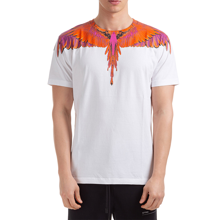 Shop Camiseta Blanca Marcelo Burlon con Alas Degradadas en Morado para Hombre. CMAA018R20JER0040125