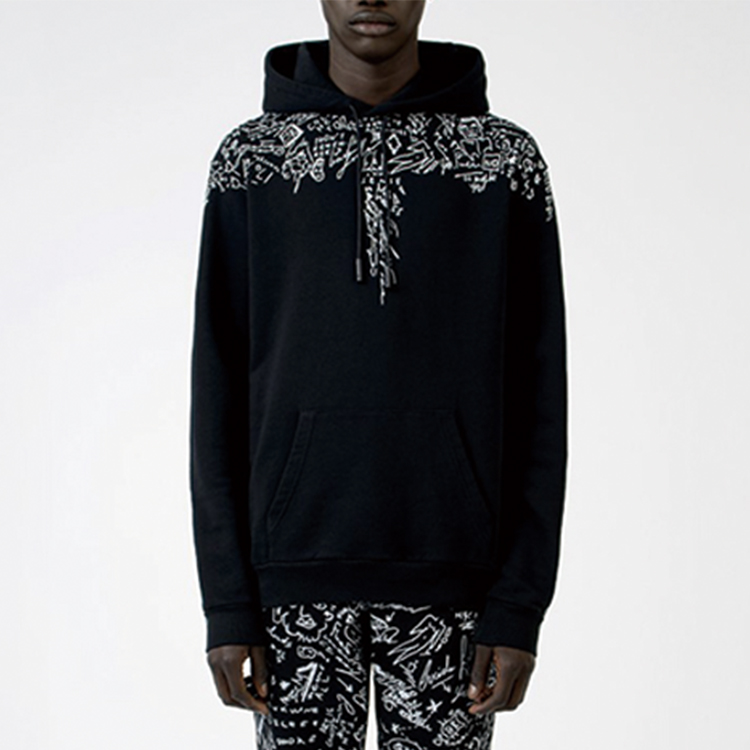 Shop Hoodie Lengan Panjang Hitam Lelaki Marcelo Burlon Wing Letters. CMBB007E20FLE0031001