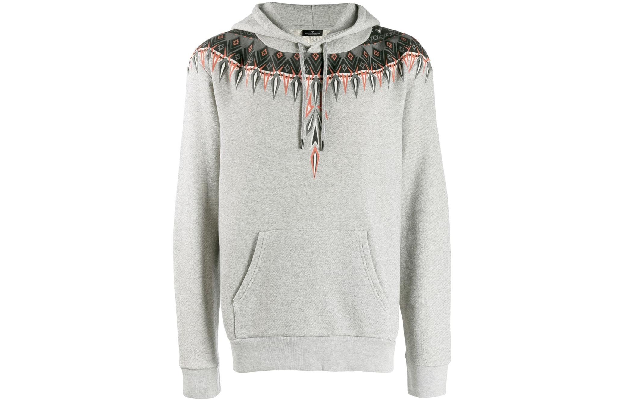 Marcelo Burlon Wing Print Drawstring Hoodie White CMBB007F18506062