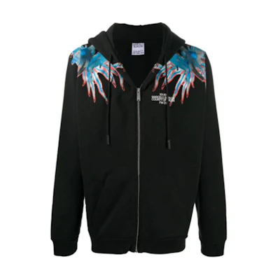 Marcelo Burlon Wing Print Hoodie Men’s Black Long Sleeve Pullover 222063UFE0000011010