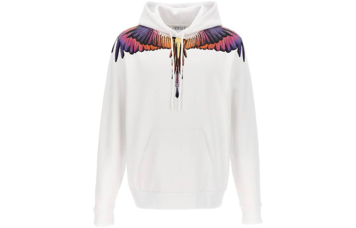 Marcelo Burlon Wing Print Hoodie with Pocket Black Sweater CMBB007S196300231088