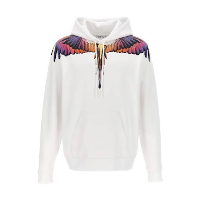 Marcelo Burlon Wing Print Hoodie with Pocket Black Sweater CMBB007S196300231088